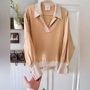 Fantastic Fawn Beige and Cream Tunic Top